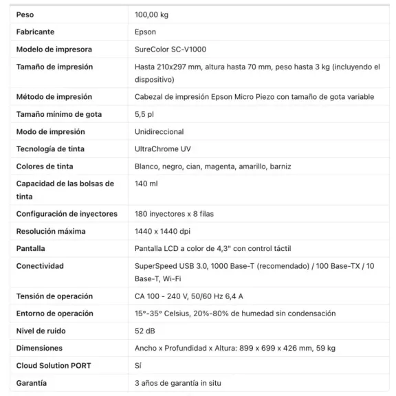 impresora UV epson SCv1000